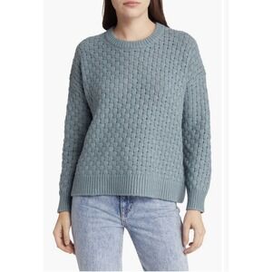 Madewell Basketweave-Stitch Sweater in Steely Ocean Women's Size XXL Boho Preppy
